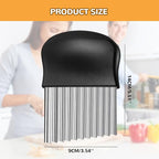 Large Crinkle Cutter, Stainless Steel Wavy Cutter with Non-Slip Handle, French Fry Cutter, Crinkle Potato Slicer, Chopping Tools for Potatoes Carrot Fruit Vegetable (C Set: 3 Pcs)
