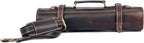 Leather Knife Roll Storage Bag, Elastic and Expandable 10 Pockets, Adjustable/Detachable Shoulder Strap, Travel-Friendly Chef Knife Case (Florida Brown, Leather)