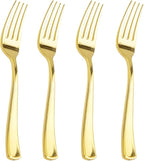 Liacere 200pcs Gold Plastic Forks - Heavyweight - 7.4 Inch Heavy Duty Forks - Gold Plastic Silverware Perfect For Parties & Weddings & Restaurants & New Year And Daily Using&Fall Decor
