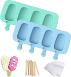 Popsicles Molds, Ozera 2 Pack Homemade Cake Pop Molds, Reusable Silicone Ice Pop Cream Maker Cakesicle Molds with 50 Wooden Sticks & 50 Bags