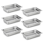 Full Size Hotel Pans 4 Inch Deep Stainless Steel Food Pan - Anti-Jam 6 Pack Steam Table Pan Set for Catering, Buffet Use, Kitchen Prep