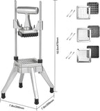 Commercial Vegetable Chopper & French Fry Cutter Stainless Steel,Vegetable Chopper Dicer Stainless Steel,1/4" 3/8" 1/2"Blades Sizes,Heavy Duty Cutter for Potatoes Onion Peppers Mushrooms