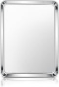 E-far Stainless Steel Baking Sheet, 12.4” x9.7” Baking Cookie Sheet Pan for Oven, Non-toxic Metal Toaster Oven Tray for Cake Cookie, Healthy & Rust Free, Mirror Finish & Dishwasher Safe, 1 Pack