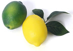 Fake Fruit Artificial Lemons 24 Pcs, Faux Lemon Leaves 12 Pcs Lifelike Fake Lemon Decor for Kitchen Table Cabinet Party Plastic Fruits Photography Prop