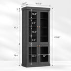 70.8" Tall Black Bookshelf with Glass Doors, Farmhouse Modular Bookcase with 6-Tier Adjustable Shelves, Large Storage Cabinet for Home Office, Living Room