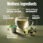 VitaCup Green Tea Pods, Enhance Energy & Detox with Matcha, Moringa, B Vitamins, D3, Keto, Paleo, Vegan, Recyclable Single Serve Pod, Compatible with Keurig K-Cup Brewers,64 Ct