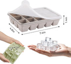 Silicone Ice Cube Trays with Lid, Set of 4, Easy Release Ice Molds, Reusable and Stackable Ice Trays for Freezer for Cocktail, Whiskey, Baby Food, BPA Free (gray)