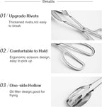 2 Pieces Buffet Salad Tongs for Kitchen Serving and Cooking, Stainless Steel Food Scissor Tongs, Catering Utensil for Bread Cake Bake Steak Barbecue (Silver)