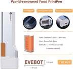 EVEBOT Handheld Food PrintPen, Portable Mini Latte Art & Dessert Decorator for Coffee, Macarons, Cookies - Bluetooth 4.2, Brown, Black, Red, Matcha 4PCS