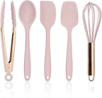 COOK WITH COLOR Silicone Cooking Utensils, Kitchen Utensil Set, Easy to Clean Silicone Kitchen Utensils, Cooking Utensils for Nonstick Cookware, Kitchen Gadgets Set, Standard, Pink