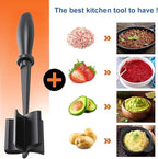 3Pcs Meat Chopper 5 Curved Blades Ground Beef Masher Hamburger Chopper with Nonslip Handle
