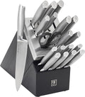 HENCKELS Modernist 20-Piece Self-Sharpening Knife Set with Block, Chef's, Paring, Utility, Bread, Steak Knives, Black, Stainless Steel