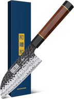 HOSHANHO Santoku Knife 5 Inch, Professional Japanese High Carbon Steel Chef's Knife, Ultra Sharp Kitchen Knife with Octagonal Rosewood Handle