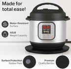Ibyx Elegant Round Sliding Tray for Your Pressure Cooker, Air Fryer & Heavy Kitchen Appliances - Sturdy, Slides Easily from Under The Cabinet (Natural, 16”)