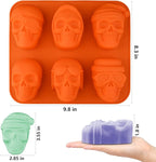 Moukiween 3D Large Skull Soap Silicone Molds Set of 2 Halloween DIY Resin Craft Silicone Mold Chocolate Bomb Ice Cubes Cake Baking Molds