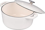 Enameled Cast Iron Dutch Oven Pot with Lid, for Bread Baking, Round Bread Oven- include Sourdough Bread Baking Supplies Set, 6QT, White