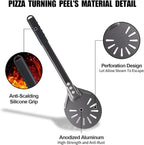 Pizza Turning Peel 6 Inch Round Anodized Aluminum Perforated Pizza Peel Turner With Metal Handle Pizza Paddle Spinner For Outdoor Pizza Oven Accessories