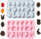 2 Pcs Easter Silicone Chocolate Molds, 18 Cavity Mini Bunny Egg Candy Molds Design for Making Jellies, Soft Candy, Ice Cubes, Wax Melts, Soaps, Resin etc Cake Decoration
