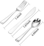 SUT 600PCS Silver Plastic Silverware, Plastic Silverware Heavy Duty, Disposable Cutlery, 200 Forks,200 Spoons, 200 Knives for Party