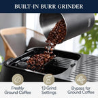 De'Longhi Magnifica Plus Fully Automatic Espresso Machine - Brew 18+ One Touch Coffee Recipes for up to 4 User Profiles, Automatic Milk Steam Wand & Built-in Grinder, Touchscreen Display