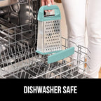 GORILLA GRIP 4-Sided 100% BPA-Free Cheese Grater With Container, Stainless Steel XL Box Graters, Parmesan Shredder, Grate Cheeses, Shred Veggies, Slip Resistant Handle, Dishwasher Safe Zester, Mint