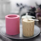Lines Cylinder Candle Mold 3D Knitting Wool Pillar Silicone Candle Mould Fondant Chocolate Cake Tool for Handmade Soap, Polymer Clay