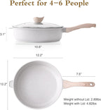 Kordisen Nonstick Ceramic Deep Frying Pan, 12 Inch Non Toxic Large Skillet with Lid, 5 Qt Healthy Jumbo Cooker, Saute Pan for Cooking, Induction Cookware, PFOA & PFAS Free
