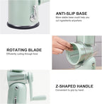 ZHANG XIAO QUAN SINCE 1628 5-in-1 Interchangeable Blades Rotary Cheese Grater Hand Crank, Cheese Shredder Mandoline Vegetable Julienne Slicer Cutter Nut Chopper with Anti-Slip Base, Green