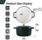 Enameled Cast Iron Dutch Oven Pot With Lid, Dutch Oven for Sourdough Bread Baking Round Pot Dule Handle, 6 Quart, Green