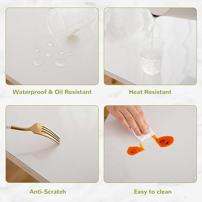 44 x 84 Inch Clear Table Cover Protector, Clear Table Protector for Dining Room Table, 1.5mm Plastic Table Cover, Waterproof Table Pad for Kitchen, Office