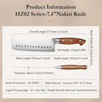 HEZHEN Multipurpose Asian Chef Knife - 7.4 inch Nakiri Knife -Din 1.4116 Steel-Razor Sharp & Full Tang Kitchen Knife, for Chopping, Dicing & Slicing with Ergonomic Handle