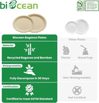 12.5 Inch Compostable Oval Plates [125-Value Pack] - Sustainable and Heavy-Duty Compostable Paper Plates, Natural Sugarcane Bagasse Biodegradable Plate, Natural Brown