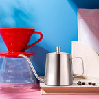 GWHOLE Small Pour Over Gooseneck Coffee Kettle Long Narrow Drip Spout Coffee Tea Pot for Stove Top - Silver, 350ML/12 Oz