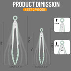HOTEC Premium 7 & 9 Inch Kitchen Tongs, Stainless Steel Locking Cooking Tongs with Silicone Tips, Non-Scratch & Heat Resistant, Serving Tongs for Salad, BBQ, Light Green, Set of 2