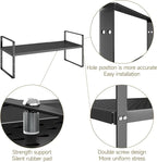 Hole Pattern Expandable Shelf Organizer,1Pack 10.2" Wide Easy to Assemble Cabinet Organizer Shelf, 16.5~27.1" Adjustable Height&Stackable Spice Organization for Cupboard, Black