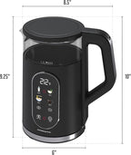 OVENTE Electric Kettle, 1.7L Fast Boiling Water Heater with Digital Touchscreen, Double-Wall Cool Touch Exterior, 5Hr Keep Warm, Auto-Shut Off, Boil-Dry Protection and Borosilicate Glass, Black KD96B