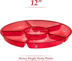 Plasticpro 6 Sectional Round Plastic Serving Tray/Platter (4, Red)