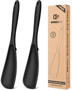 Pack of 2 Cooking Spoons for Non Stick Cookware, Multifunction Spatula Spoon BPA-Free, One-Piece Design, Suitable for Scooping, Scraping, Serving and Mixing (BLACK-BLACK)