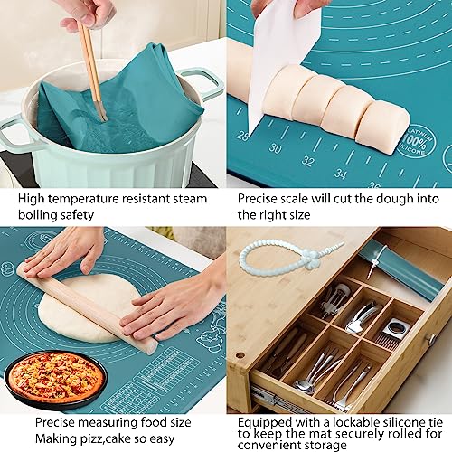 Silicone Pastry Mat 32" x 24" Extra Thick Non Stick Baking Mat with Measurements and Edge Heightening, Food Grade Silicone Rolling Mat for Pastry, Bread, Cookies, Pizza, Fondant, Pasta - view 5