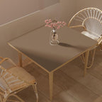 Table Pad - Used for Square Table Waterproof and Easy to Clean Good Flatness Easy to Used for Dining Table(Mud Color+Champagne Gold 46x46)