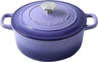 Enameled Cast Iron Covered Dutch Oven with Dual Handle, Dutch Ovens with Lid for Bread Baking, Safe to 500 degrees, 3.5 Quart, Purple