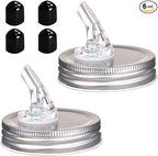 Mason Jar Pour Spouts. free flow Mason Jar Pour Spouts, mason jar for spout regular mouth size 70mm dispenser germination cover. Suitable for any liquid. LeakProof 2Pack + 4 Black Lid Caps (2 Pack