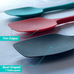 Silicone Spatula Set, High Heat Resistan Rubber Spoon Spatula, Non-Stick Spoonula with Seamless One Piece Design, Flexible Scrapers Baking Mixing Tool, 3 Pack, teal