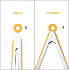 4 Pack Orange Kitchen Tongs, Premium Silicone BPA Free Non-Stick Stainless Steel BBQ Cooking Grilling Locking Food Tongs, 9-Inch & 12-Inch