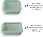 Ceramic Coated Glass Food Storage Container | No PTFE, PFOA, PFAS, and BPA | Reusable Non Toxic Meal Prep Container with Glass Lid | Easy To Store | 6 Piece Food Prep [Willow]