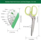 Herb Scissors Herb Stripper Set, Luxiv Stainless Steel Herb Cutter Tools 5-Blades Scissors with Herb Stripping Tool, Safe Cover, Cleaning Comb Multi-blade Herb Shears 2 IN 1 Herb Tools Kits (Green)