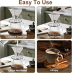 Pour Over Coffee Dripper, Abnaok Stainless Steel Filter,Easy to Clean Paperless Pour Over Coffee Maker,Reusable Filter,Cone Dripper with Removable Cup