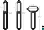 Linoroso 3 Pieces Vegetable Peeler Set with Straight Peeler, Serrated Peeler and Julienne Y-Peeler, Dishwasher Safe Classic Fruit Peeler for Kitchen, Potato Peelers for Peeling veggie and Food, Black