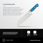DURA LIVING 7-Inch Santoku Knife - Razor-Sharp High-Carbon Stainless Steel Blade, Forged Ergonomic Riveted Handle, Chef Knife for Chopping, Slicing & Dicing, Multipurpose Kitchen Knife, Home Chef