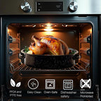 19” Turkey Roasting Pan Enamel Oval Granite Large Roaster Pan with Lid with 17in Inner Diameter Large Capacity Suitable for Thanksgiving Enamel Cook Ware Dishwasher Compatibility Oven Christmas Gift